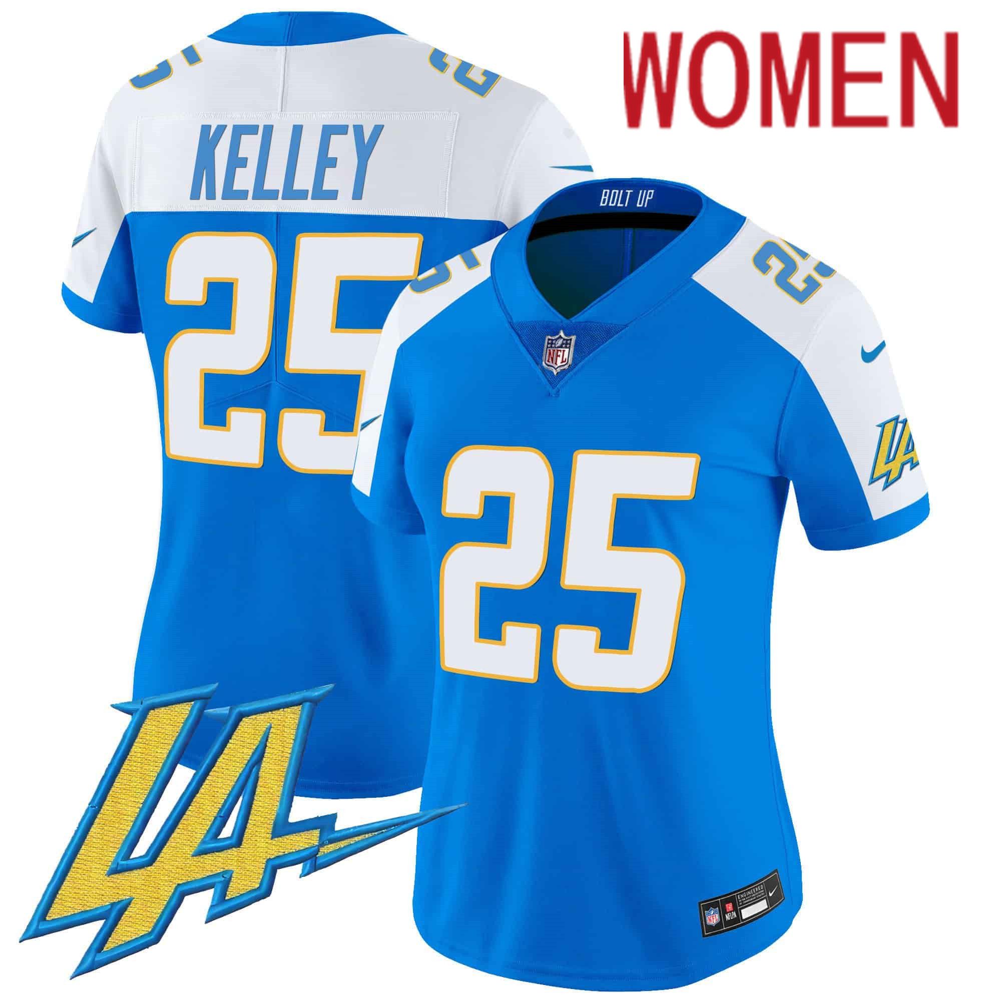 Women Los Angeles Chargers #25 Kelley Light Blue 2024 Nike Vapor Limited NFL Jersey->women nfl jersey->Women Jersey